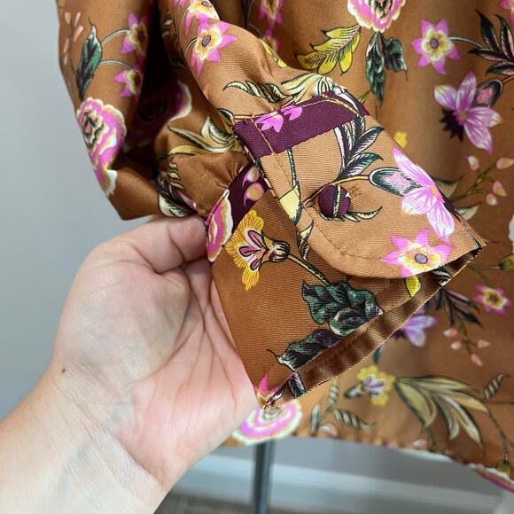 Loft Fall Floral Long Sleeve Blouse Boho Harvest Print Size S - Picture 6 of 11